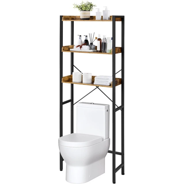 Organizador de estante de baño de 3 niveles para almacenamiento en inodoro estante rústico marrón
