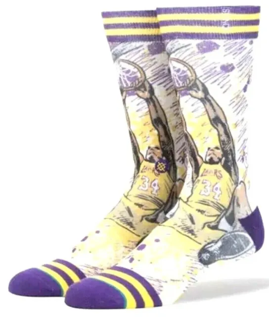 Stance Shaquille O'Neal Los Angeles Lakers Mens Large Socks Kobe Shoes Sz 9-12