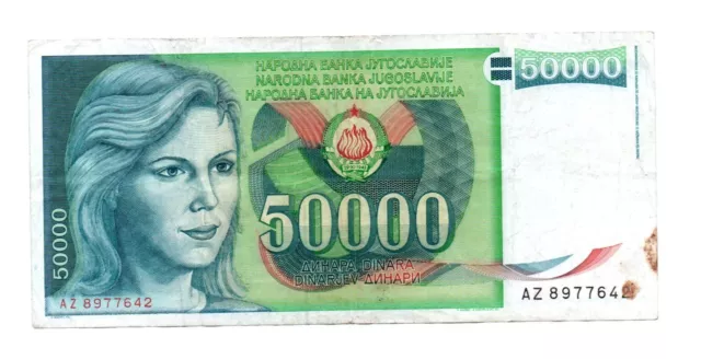 Banknote 50 000 Dinara 1988 Jugoslavien