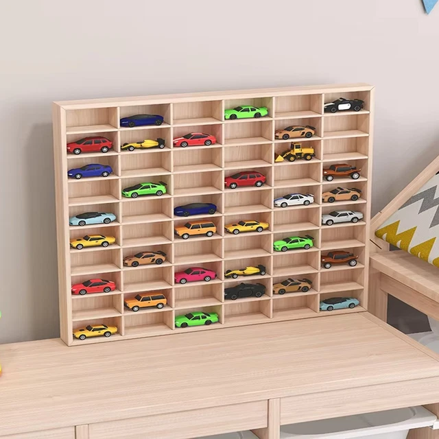 For Hot Wheels Diecast Car Matchbox 1/64 Display Wooden Unit Shelf Toy Storage e