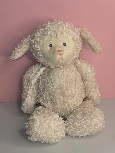 新品　2005年　Baby Gund Fluffles 子羊のぬいぐるみ　シープ Baby GUND Fluffles Lamb sheep Plush Shaggy Fuzzy Ribbon Bow