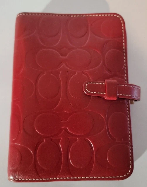 Coach Vintage Red Leather Planner Agenda Day Book 6-Ring Binder Organizer