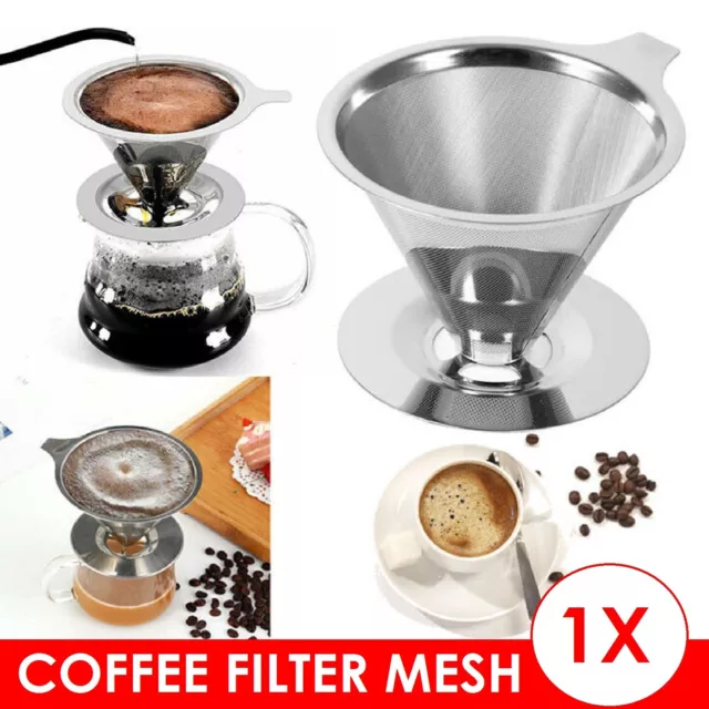 Stainless Steel Pour Over Mesh Reusable Coffee Tea Dripper Cup Filter Holder