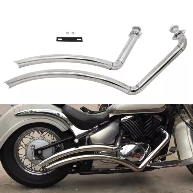 Chrome Big Radius Exhaust Pipe Systems For SUZUKI Boulevard C50 B/C/T/Boss M50 3