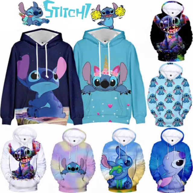 Unisex Lilo Stitch Hoodies Sweatshirt Kid Adult Cartoon Casual Hooded Top Attire