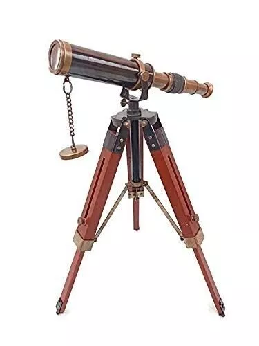 Nautical Design Antique Spyglass Telescope With Wooden Tripod Marine Scope Gift