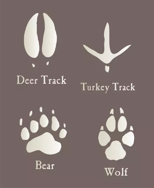 Stencils by Joanie 3" Animal Paw Print Bear Wolf Deer Turkey Tracks DIY Art Sign