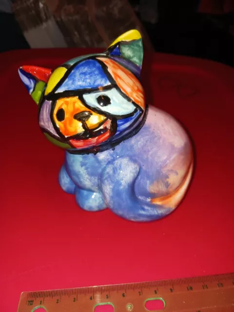 Ceramic Black cat savings piggy bank hand painted