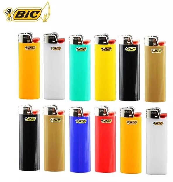 12 Full Size BIC Lighters Assorted Color Multipurpose Kitchen BBQ Fireplace Camp