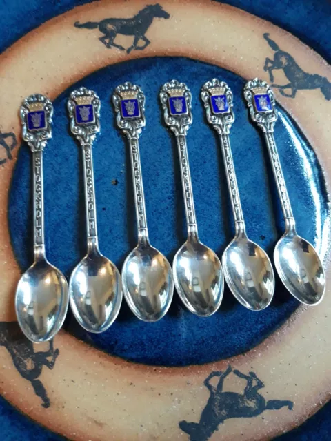 Mena EPNS ALP Sweden Stockholm Demitasse Silverplate Souvenir Spoons Vtg Set 6