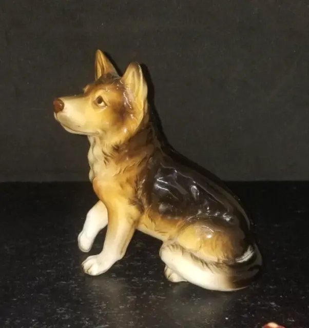 Vintage German Shepard Porcelain Dog Figurine Mid-Century Japan