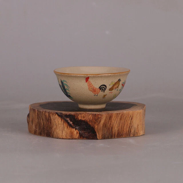 Chinese Ming Chenghua Blue and White Porcelain Colors Cock Design Bowl 3.54 inch