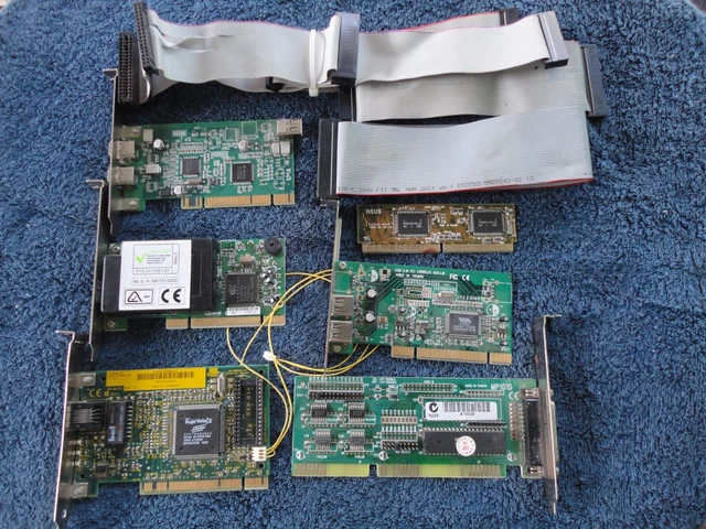 Retro Computer Memory Card VINTAGE PC CARDS, ribbon connectors and a piece of RAM $42.50 - PicClick AU