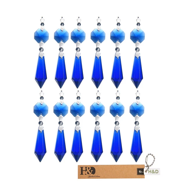 30PCS Blue Chandelier Glass Crystals Lamp Prisms Parts Hanging Pendants 38mm