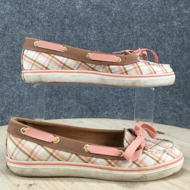 Sperry Top Sider Boat Shoes Womens 6M Casual Comfort 9776182 Pink Fabric Lace Up