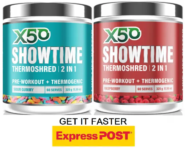 Tribeca Health X50 Showtime 2X60 Serves Fat Burner Green Tea Oxyshred Twin Pack