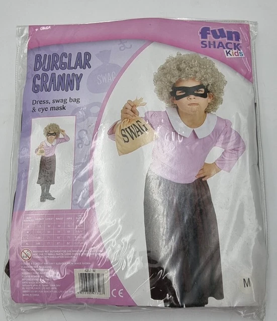 Child's Burglar Granny Fancy Dress Costume – Book Character Jewel Thief Grandma Outfit