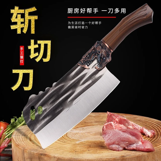 Cuchillo Chopper Chino Cocina Acero Inoxidable Forjado Hecho a Mano Carne Vegetales