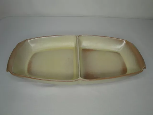 Frankoma Pottery Divided Dish 5QD Serving Tray Desert Gold Handles Oklahoma USA