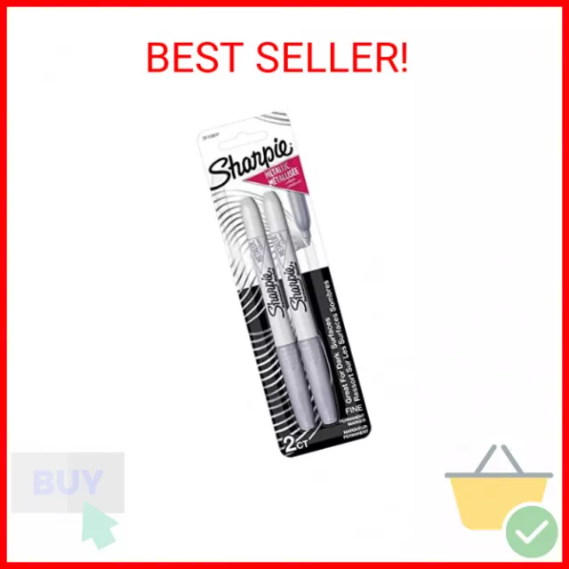 SHARPIE Metallic Permanent Markers, Fine Point, Silver, 2 Count