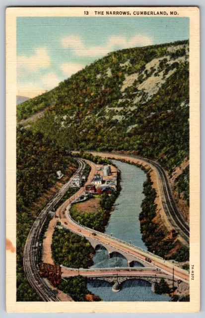 Cumberland, Maryland - The Narrows - Aerial View - Vintage Postcard - Unposted