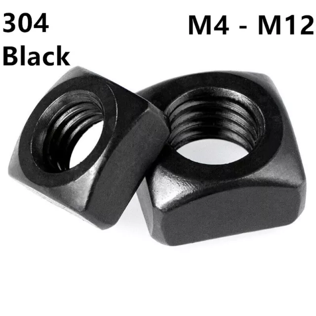 Black 304 Stainless Steel Square Nuts M4 M5 M6 M8 M10 M12