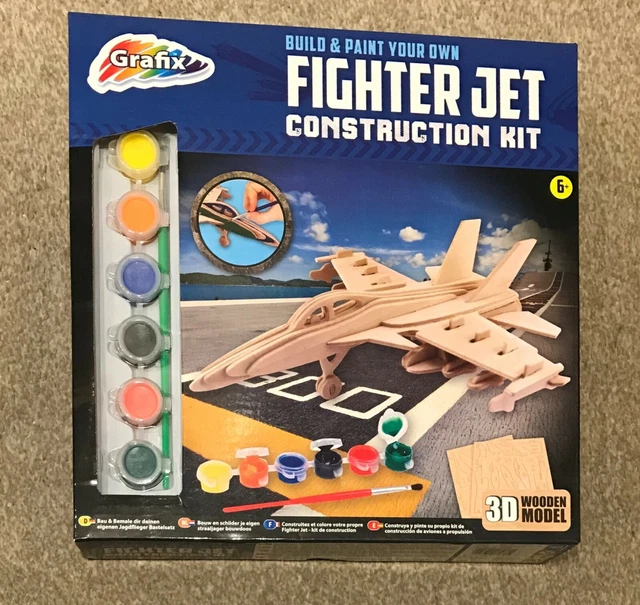 GRAFIX BUILD AND Paint Your Own Fighter Jet Wooden Construction Kit