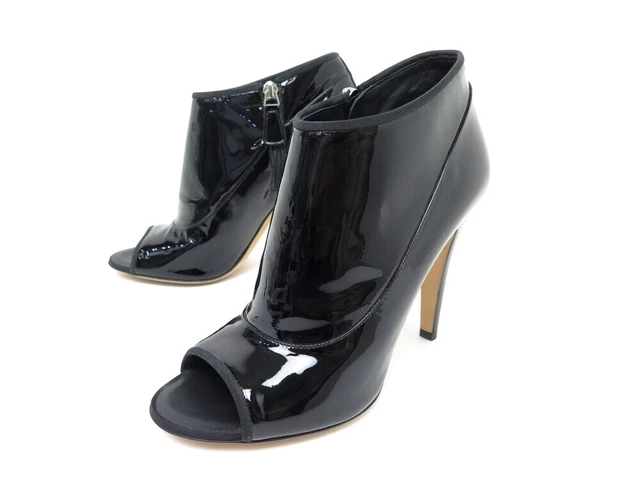 Neuf Chaussures Chanel G30037 Bottines Open Toe 39 Cuir Vernis Ankle Boots 1400€