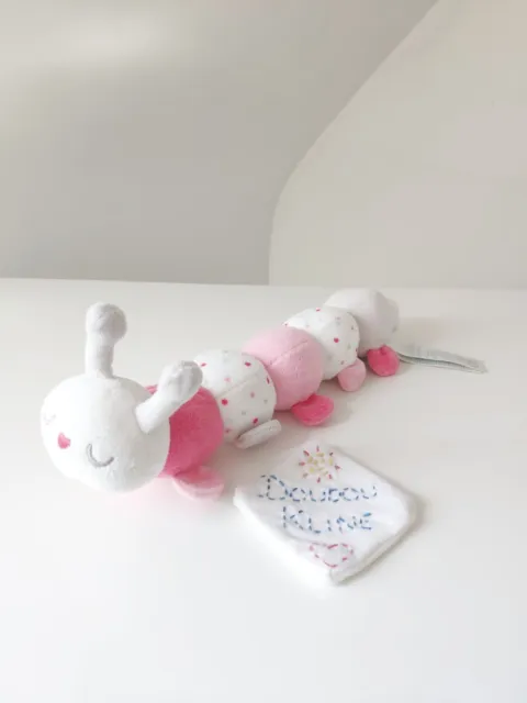 Peluche/Doudou Activités Éveil Chenille/Mille Pattes Rose Blanc - Okaïdi Obaïbi