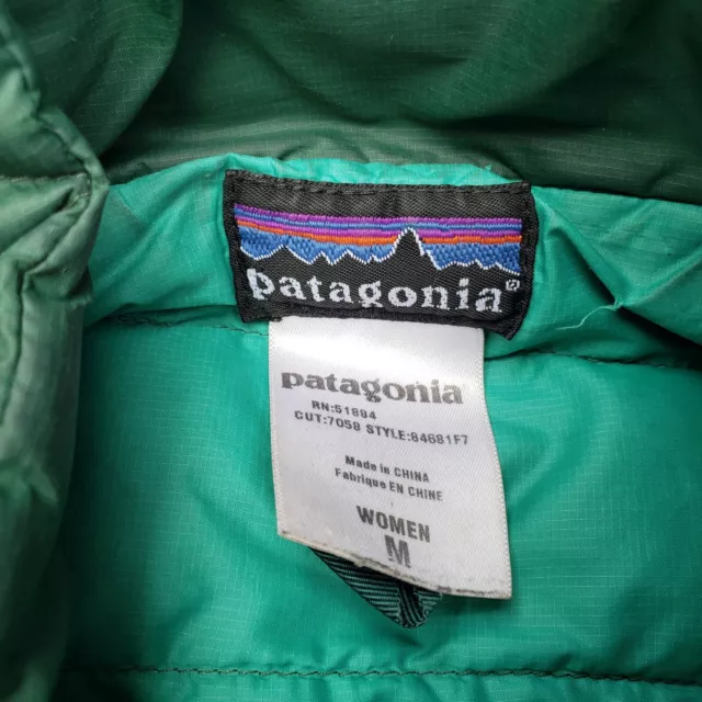 PATAGONIA WOMENS DOWN Sweater Full Zip Green Insulated Puffer Jacket ...