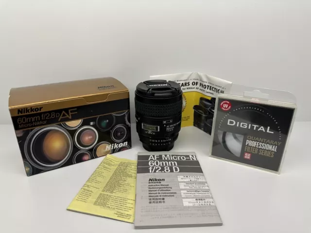 [Near MINT] Nikon AF Micro NIKKOR 60mm f/2.8D D Macro 35mm Lens w 62mm UV Filter