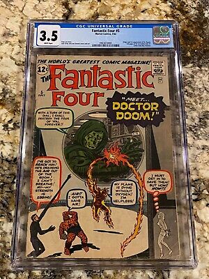 Fantastic Four #5 Cgc 3.5 Rare White Pages! Never Pressed! 1St Dr Doom Hot Grail