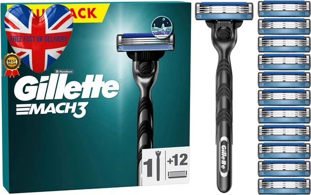 Mach3 Men'S Razor + 12 Razor Blade Refills, 3 Blades for a Smooth Shave, Fits Al