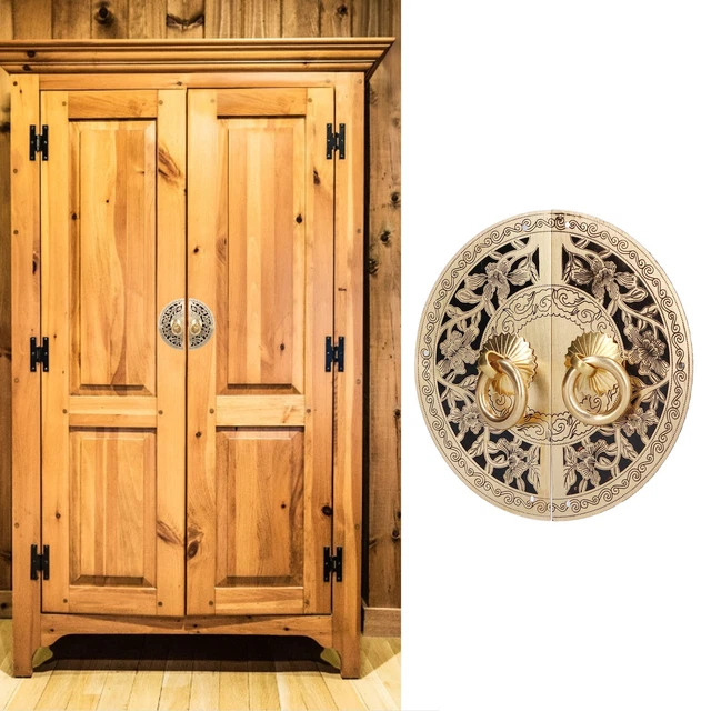 11cm Brass Flower Pattern Knob Round Shape Door Handle For Cabinet Wardrobe Livi