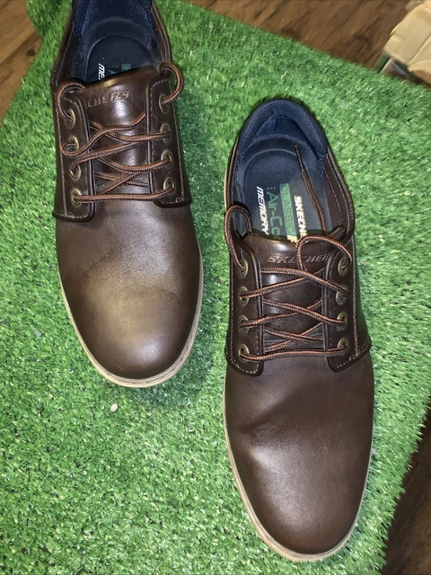 MENS SKECHERS LANSON VERNES Leather Lace Up Oxfords Shoes Brown sz 8.5 33.99 PicClick UK