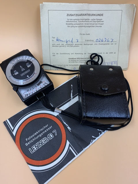 Belichtungsmesser Leningrad 7/Leder Etui/Bedienungsanleitung/Zusatzgarantie/Rar