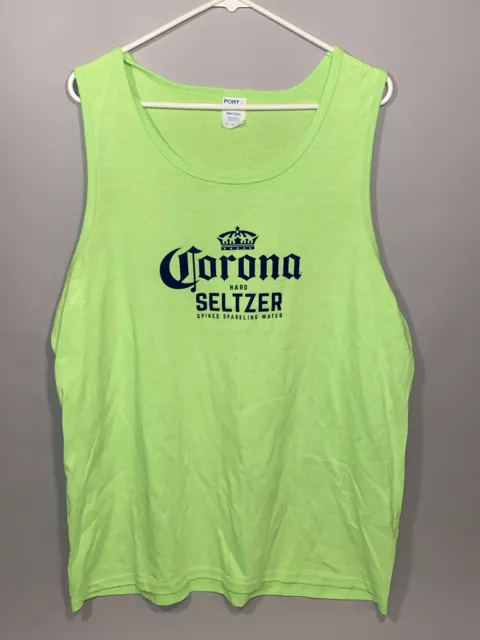 CORONA HARD SETZER Spiked Sparkling Water XL Neon Lime Green Tank Top T ...