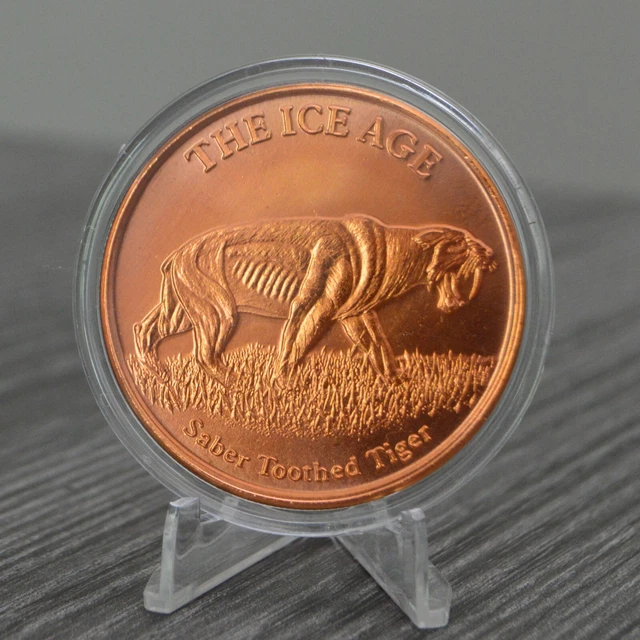 ICE AGE SABER Tooth Tiger 1 oz Pure Copper Round Collectible Coin in