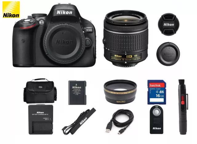 Nikon D5100 16.2MP DSLR Camera Kit w/AF-S VR 18-55mm Lens (2 LENS) BUNDLE Nikkor