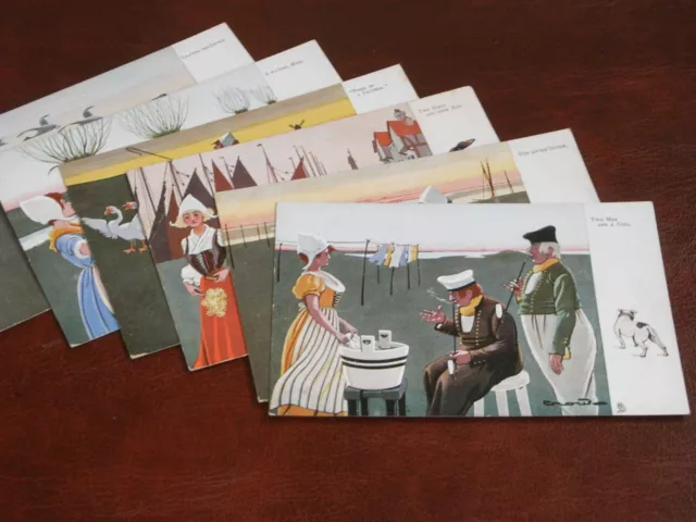 ORIGINAL SET MIT SECHS KRÄHEN SIGNIERTE TUCK POSTKARTEN - NIEDERLÄNDISCHE EINHEIMISCHE, Nr. 763.