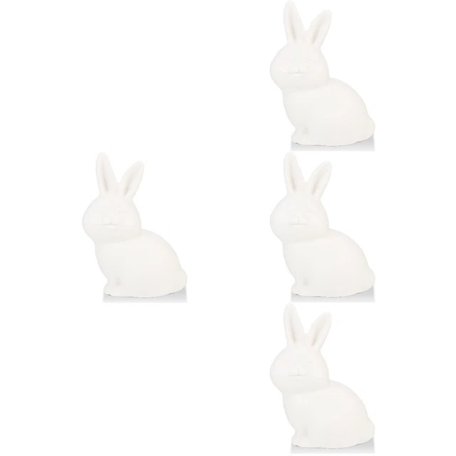 4 Pack Ornement Mini Lapin Jade Sculpture Pâques Décorations Blanches