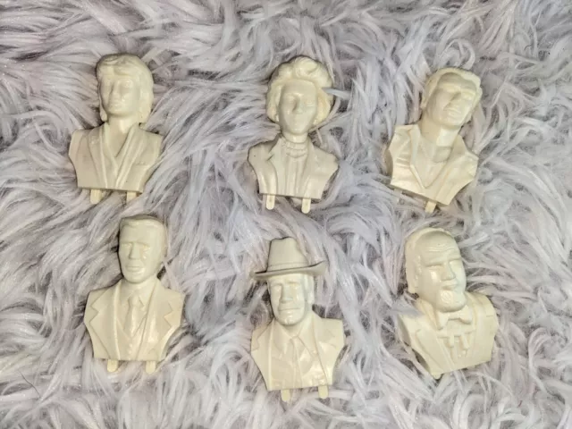 POWER BARONS (1986) GAME PARTS ~ all 6 plastic Power Baron faces