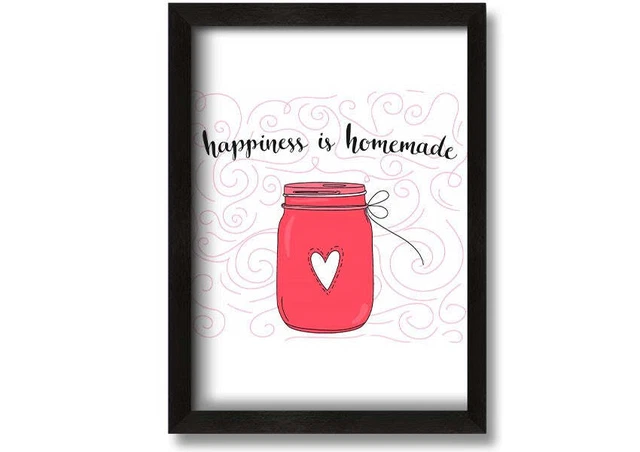 Happiness Is Homemade Black Framed Print Wall Art