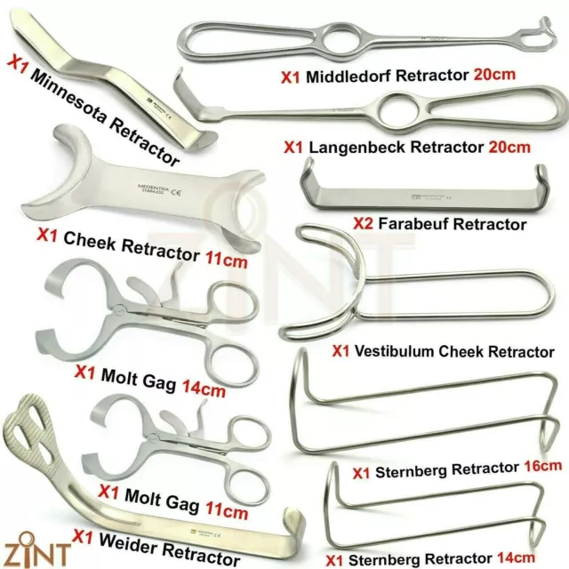 Surgical Vestibulum Farabeuf Minnesota Langenbeck Sternberg Cheek Retractors New