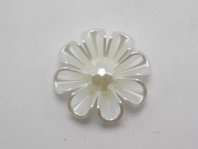 25 Ivory Acrylic Pearl FlatBack Sunflower Cabochon 30mm Bow Centre Craft DIY Wed