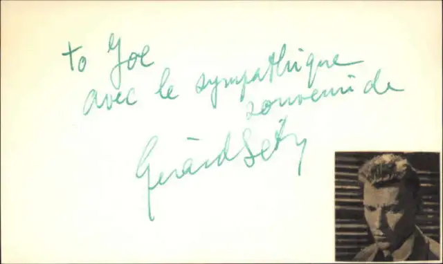 Gerard Sety D.1998 French Actor Signed 3" x 5" Index Card