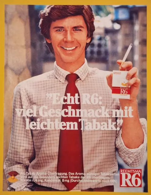 6. REEMTSMA R6 Zigaretten Cigaretten Tabak Werbeanzeige Werbung Reklame 1978