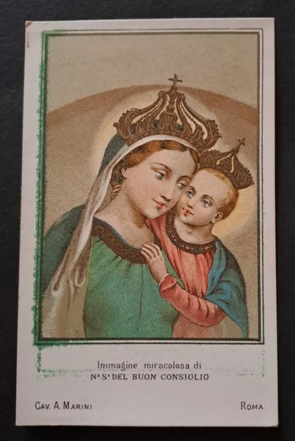 D4 ANTICO Santino  Holy CARD MADONNA DEL BUON CONSIGLIO CROMO