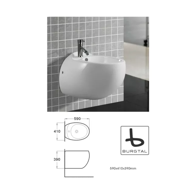 Bidet - Dusch WC aus Keramik in Weiß • Wandhängend • BD Bad | Kreta BB-06 2