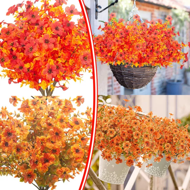 5 Bunches  Artificial Fall Flowers Plastic Fabric Faux Flower Plants Garden Deco